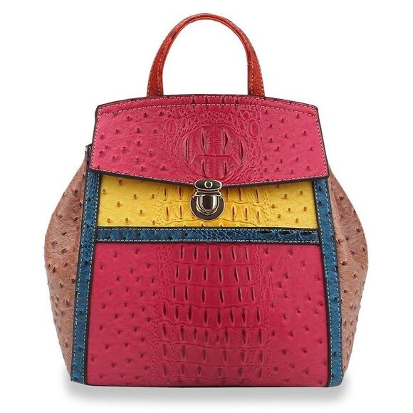 Colorful Embossed Fashion Backpack Purse for Women Fashion Anti-theft Bag